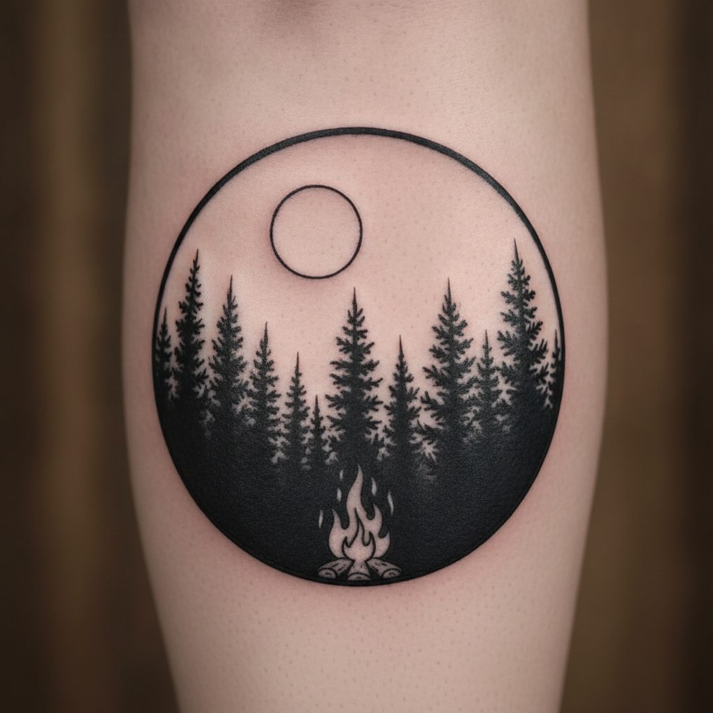 Blackwork Forest Silhouette
