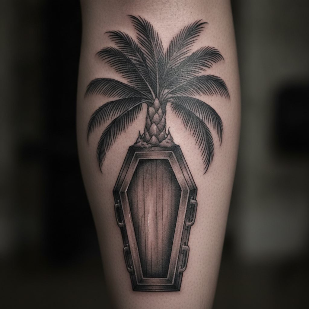Surrealist Palm Trunk Coffin