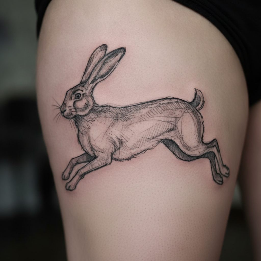Sketch-Style Leaping Hare