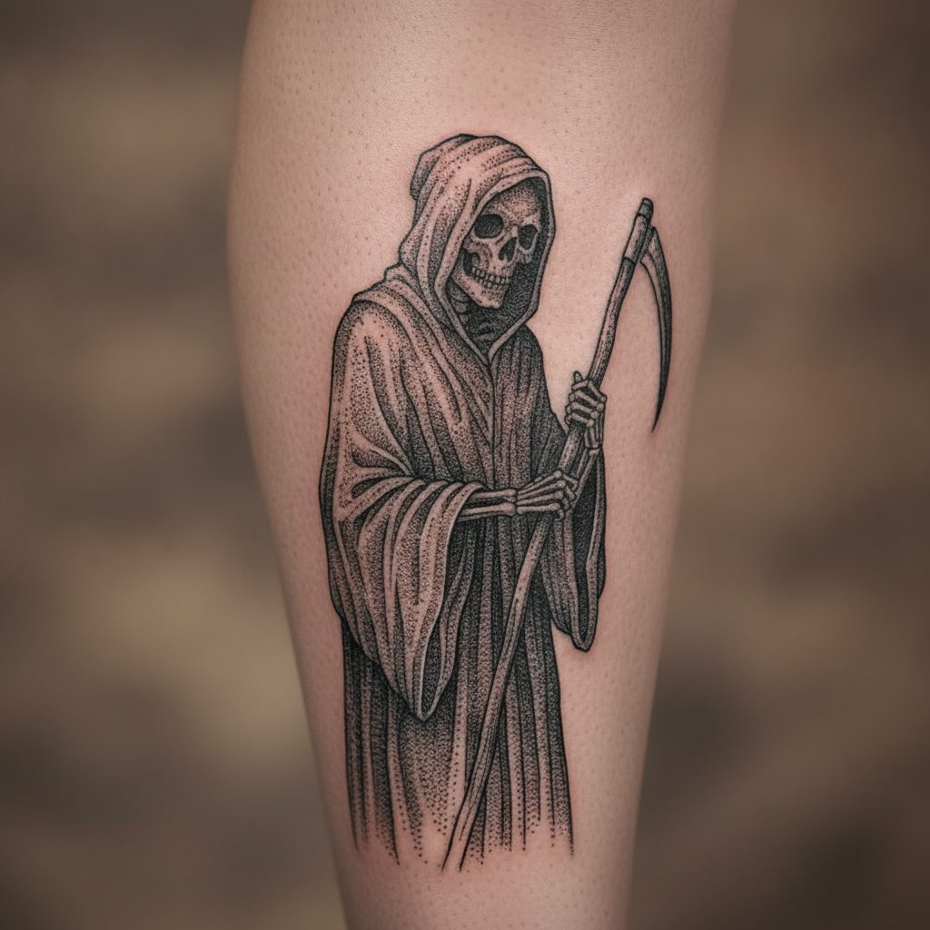Engraved Woodcut Reaper